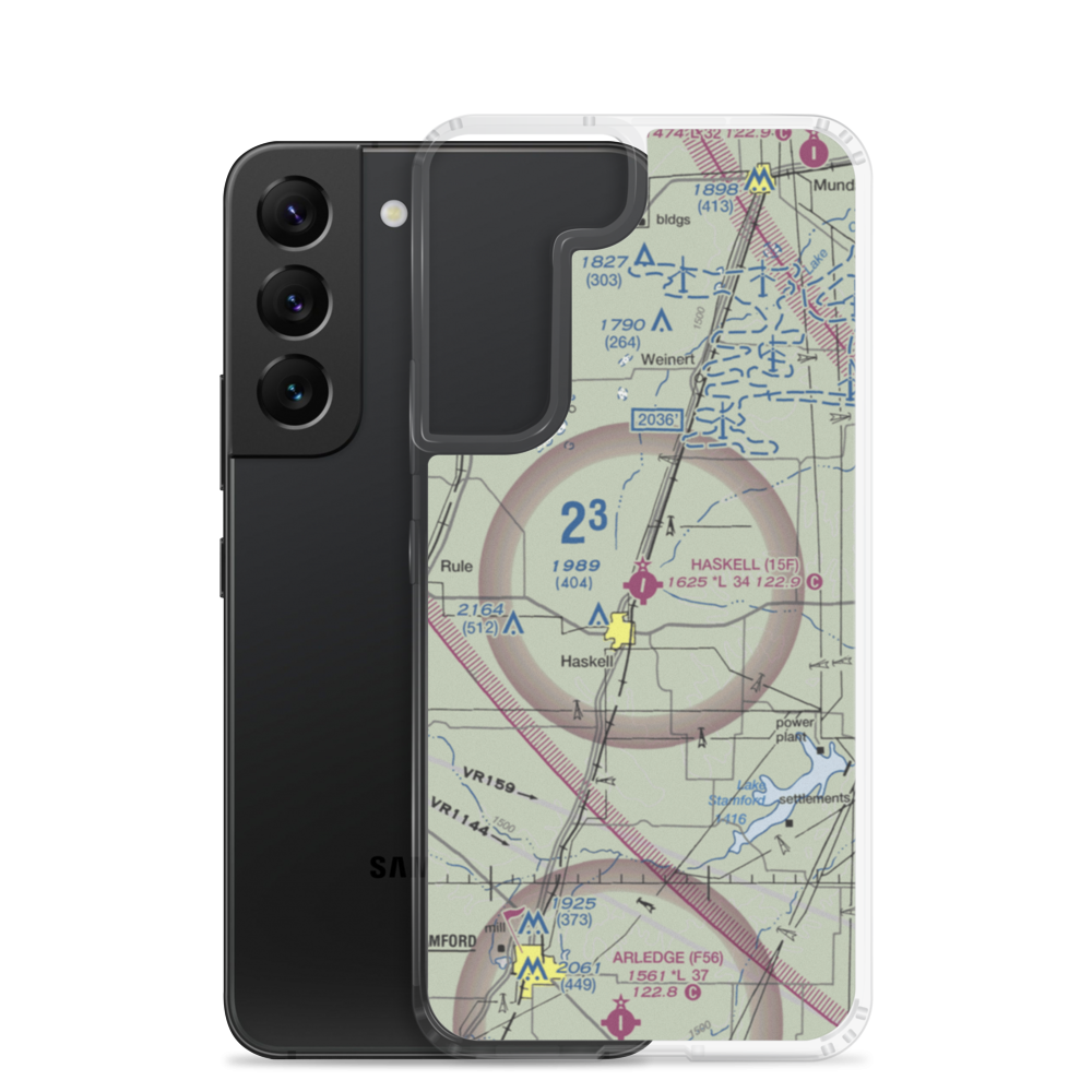 Haskell Municipal Airport (15F) VFR Sectional Samsung Case Samsung Galaxy S22 model shown