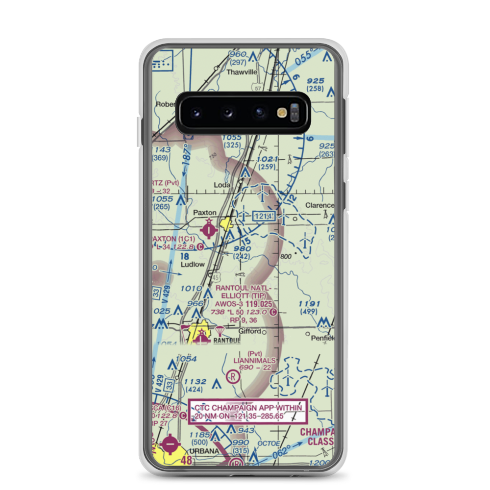 Hasselbring Airport (52IL) VFR Sectional Samsung Case Samsung Galaxy S10 model shown
