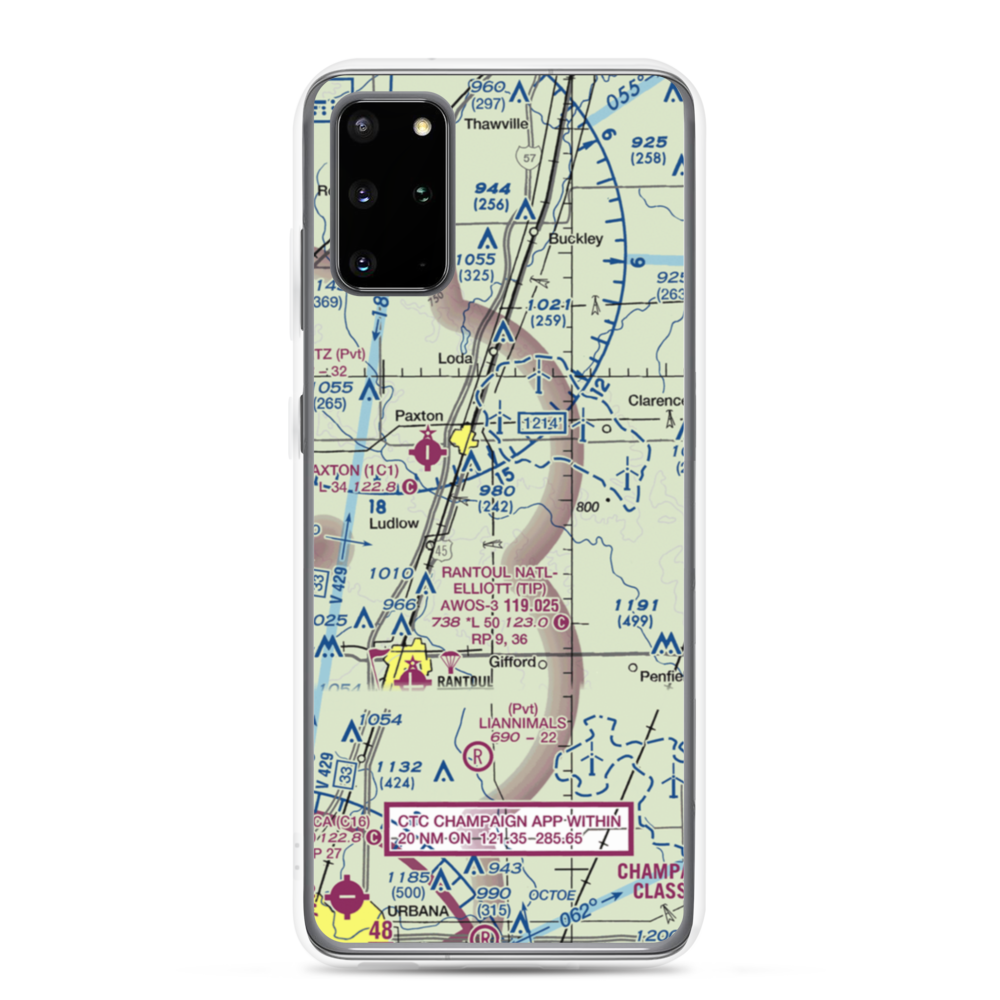Hasselbring Airport (52IL) VFR Sectional Samsung Case Samsung Galaxy S20 Plus model shown