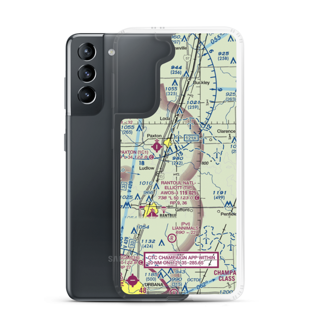Hasselbring Airport (52IL) VFR Sectional Samsung Case Samsung Galaxy S21 model shown