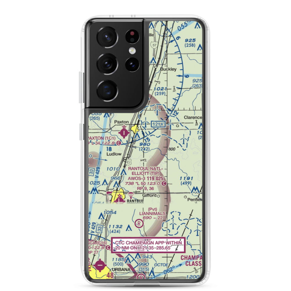 Hasselbring Airport (52IL) VFR Sectional Samsung Case Samsung Galaxy S21 Ultra model shown