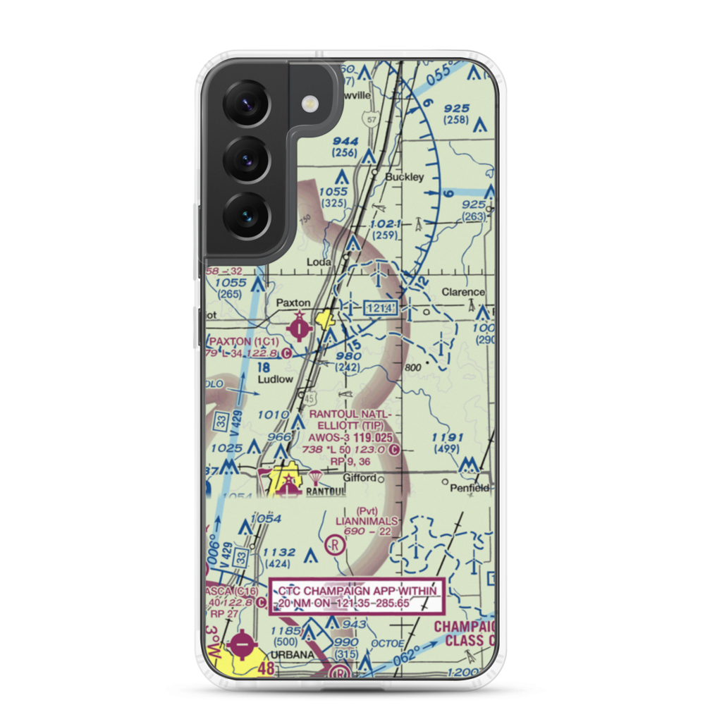 Hasselbring Airport (52IL) VFR Sectional Samsung Case Samsung Galaxy S22 Plus model shown