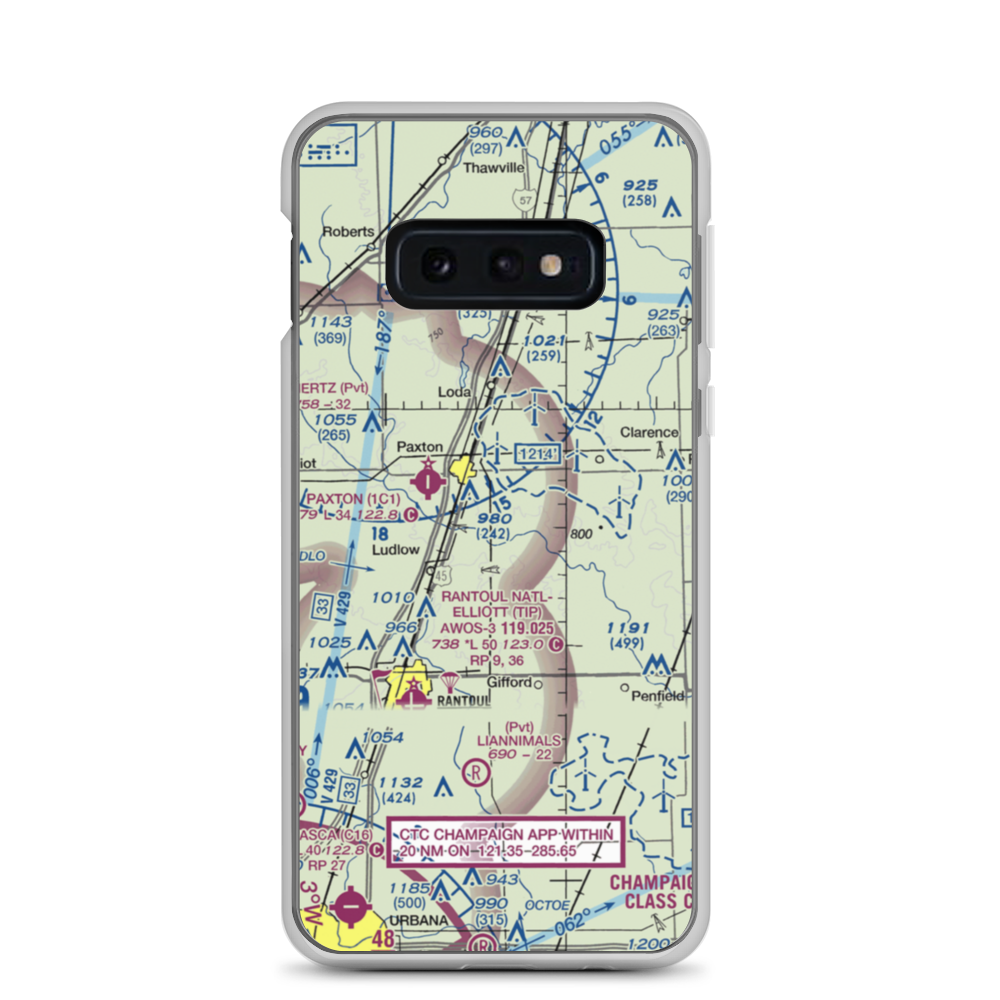 Hasselbring Airport (52IL) VFR Sectional Samsung Case Samsung Galaxy S10e model shown