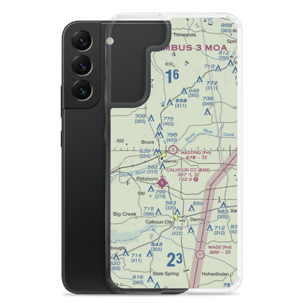 Hasting Airpark (MS80) VFR Sectional Samsung Case Samsung Galaxy S22 Plus model shown