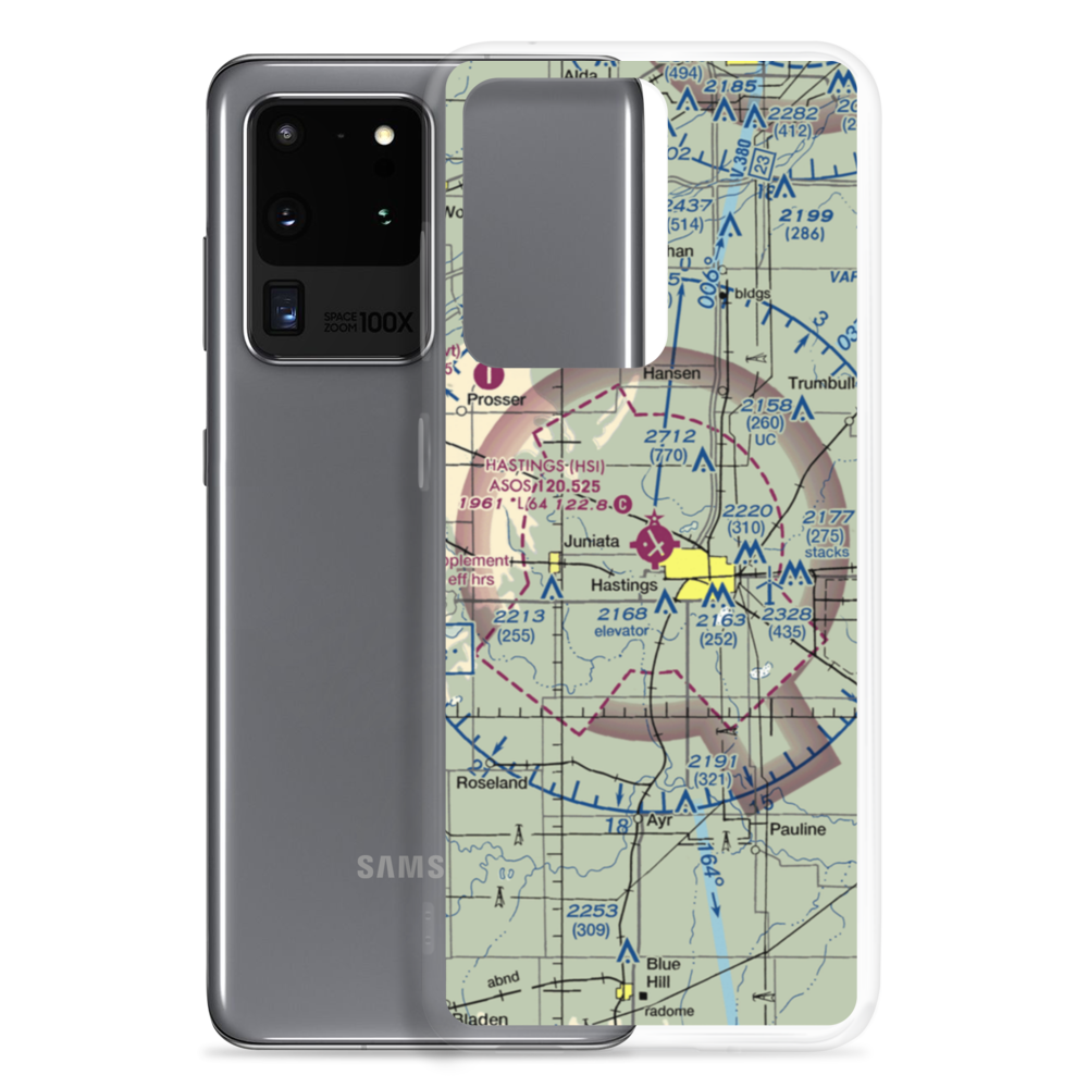 Hastings Municipal Airport (HSI) VFR Sectional Samsung Case Samsung Galaxy S20 Ultra model shown