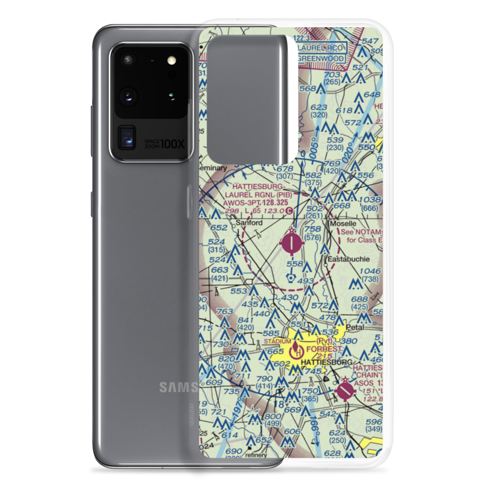 Hattiesburg Laurel Regional Airport (PIB) VFR Sectional Samsung Case Samsung Galaxy S20 Ultra model shown
