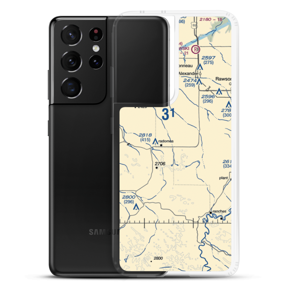 Haugen's Airport (7ND7) VFR Sectional Samsung Case Samsung Galaxy S21 Ultra model shown