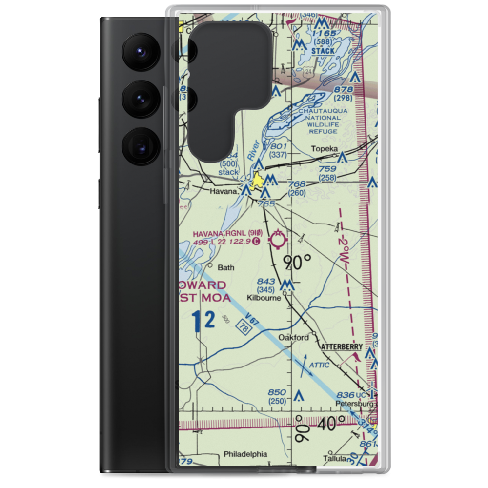 Havana Regional Airport (9I0) VFR Sectional Samsung Case Samsung Galaxy S22 Ultra model shown