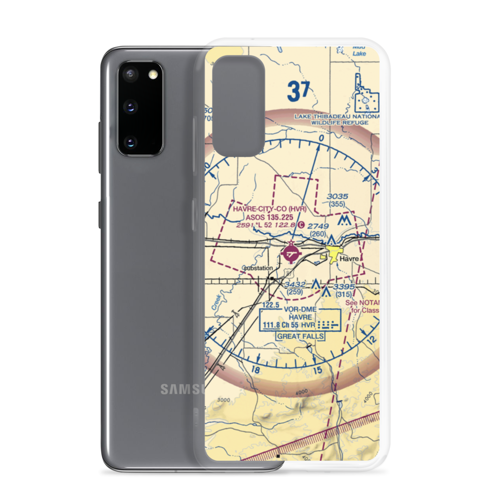 Havre City County Airport (HVR) VFR Sectional Samsung Case Samsung Galaxy S20 model shown