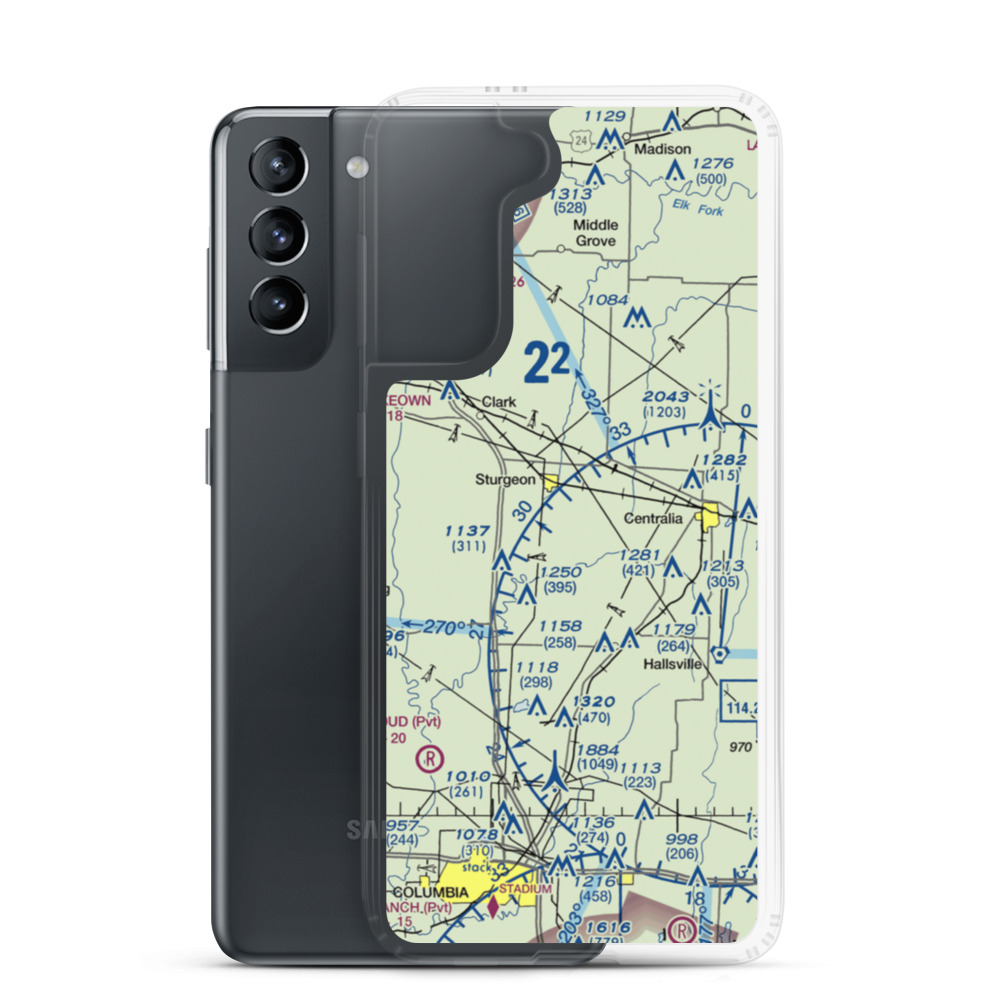 Hawk Air Airport (MO10) VFR Sectional Samsung Case Samsung Galaxy S21 model shown