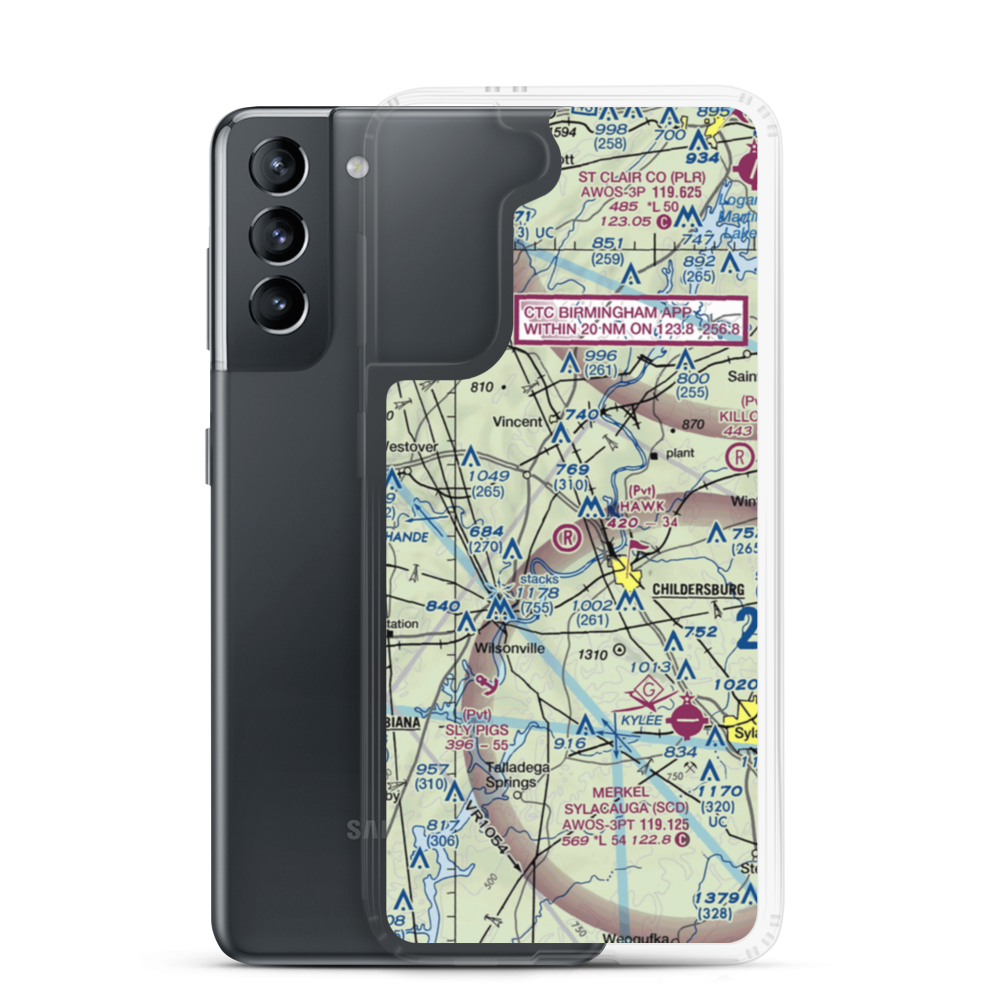 Hawk Field (AL92) VFR Sectional Samsung Case Samsung Galaxy S21 model shown