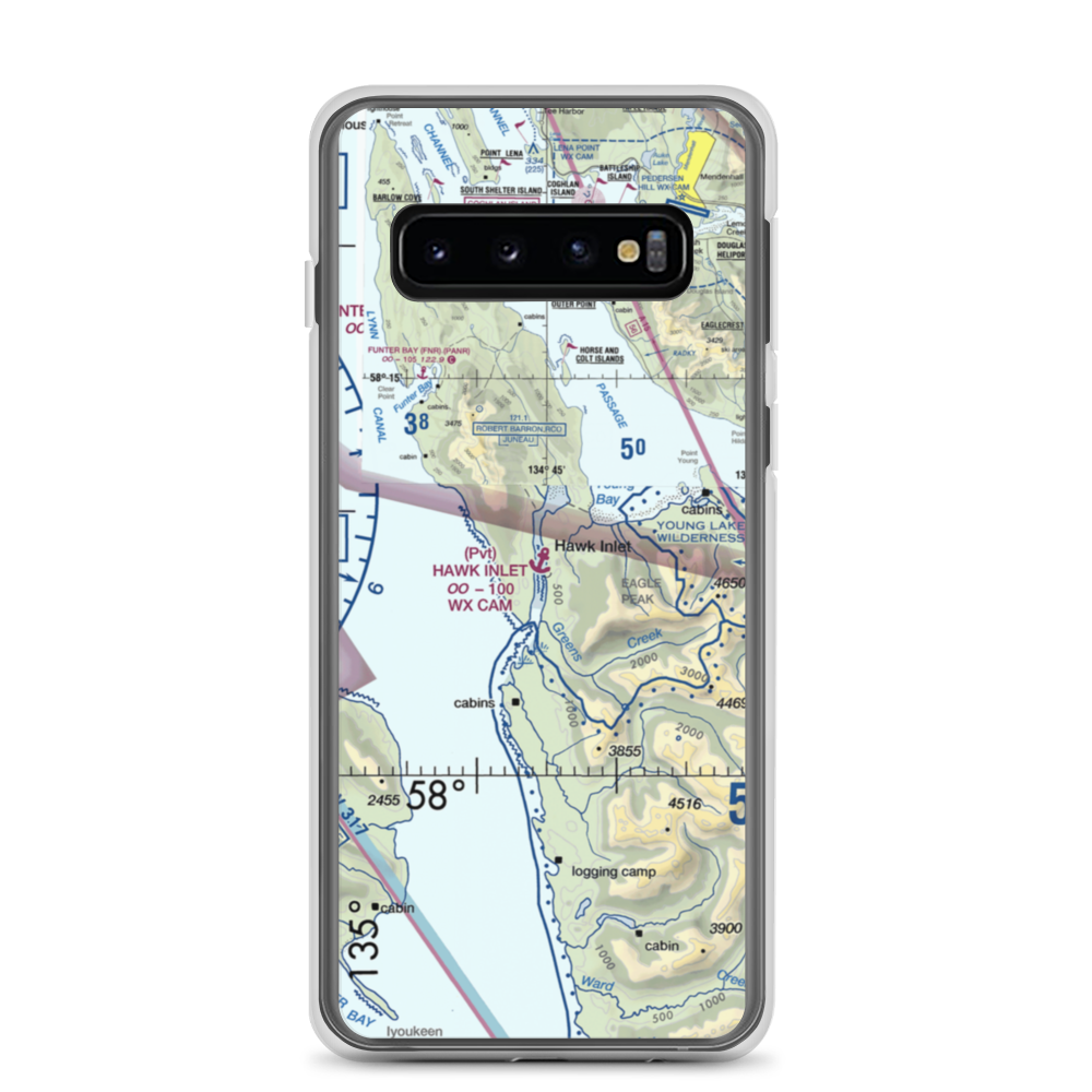 Hawk Inlet Seaplane Base (HWI) VFR Sectional Samsung Case Samsung Galaxy S10 model shown
