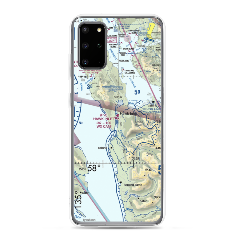 Hawk Inlet Seaplane Base (HWI) VFR Sectional Samsung Case Samsung Galaxy S20 Plus model shown