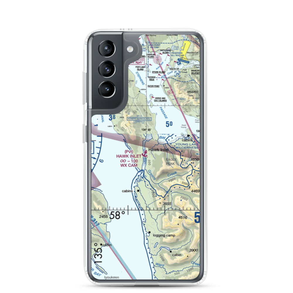 Hawk Inlet Seaplane Base (HWI) VFR Sectional Samsung Case Samsung Galaxy S21 model shown