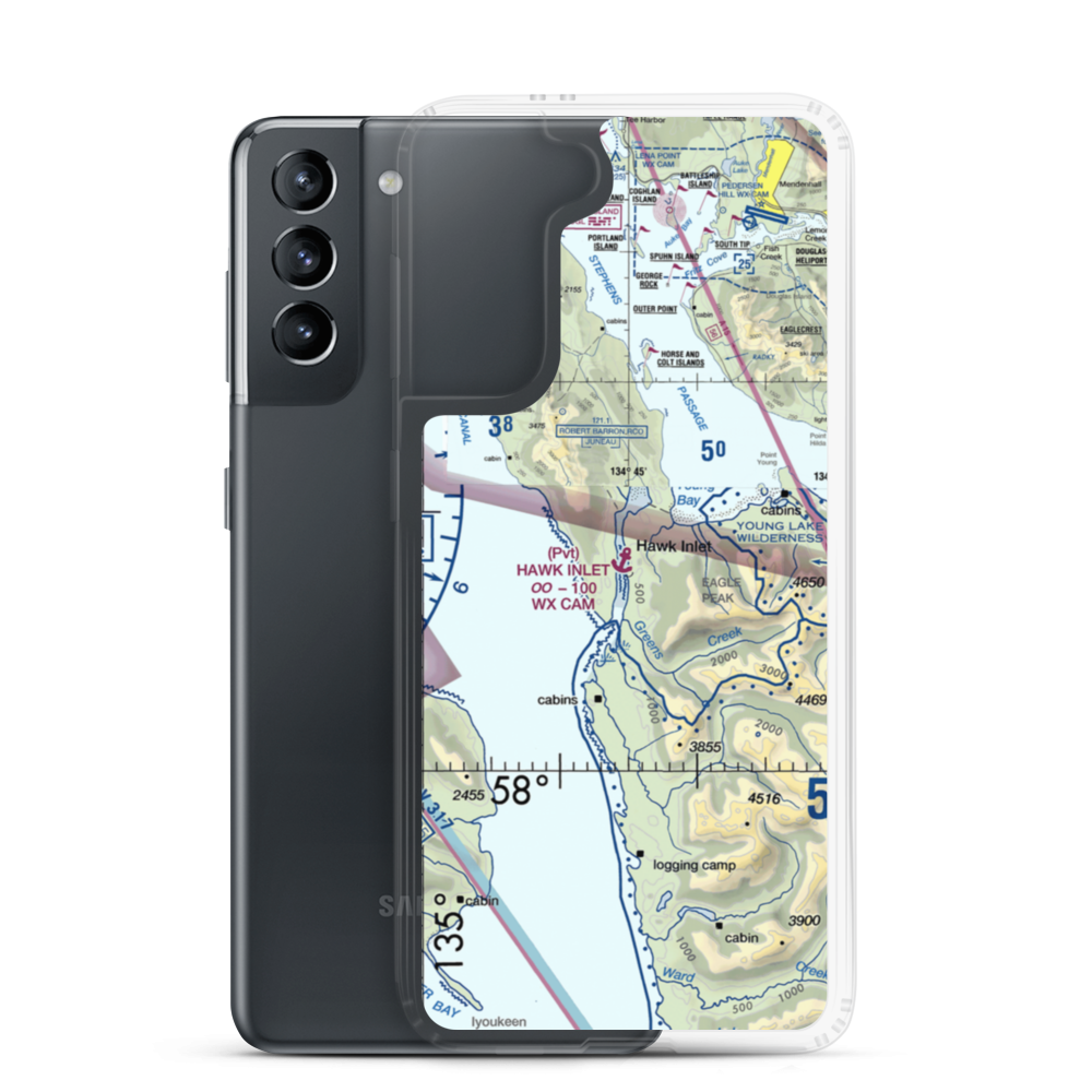 Hawk Inlet Seaplane Base (HWI) VFR Sectional Samsung Case Samsung Galaxy S21 model shown