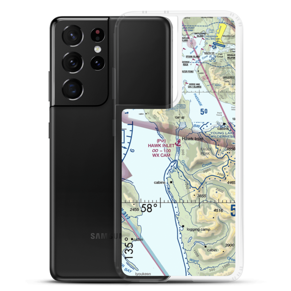 Hawk Inlet Seaplane Base (HWI) VFR Sectional Samsung Case Samsung Galaxy S21 Ultra model shown