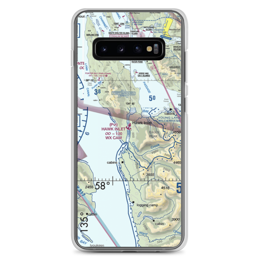 Hawk Inlet Seaplane Base (HWI) VFR Sectional Samsung Case Samsung Galaxy S10+ model shown