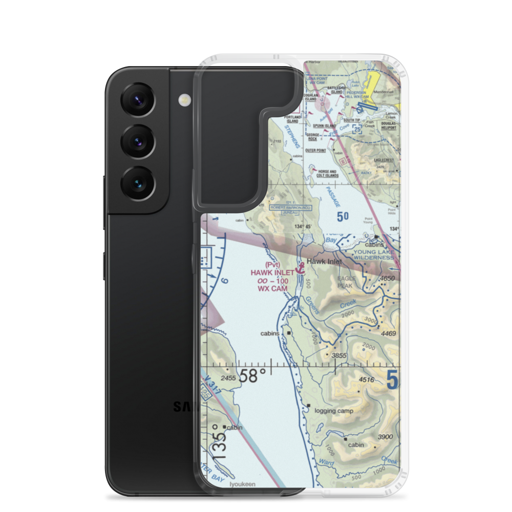 Hawk Inlet Seaplane Base (HWI) VFR Sectional Samsung Case Samsung Galaxy S22 model shown