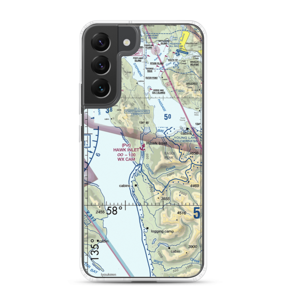Hawk Inlet Seaplane Base (HWI) VFR Sectional Samsung Case Samsung Galaxy S22 Plus model shown