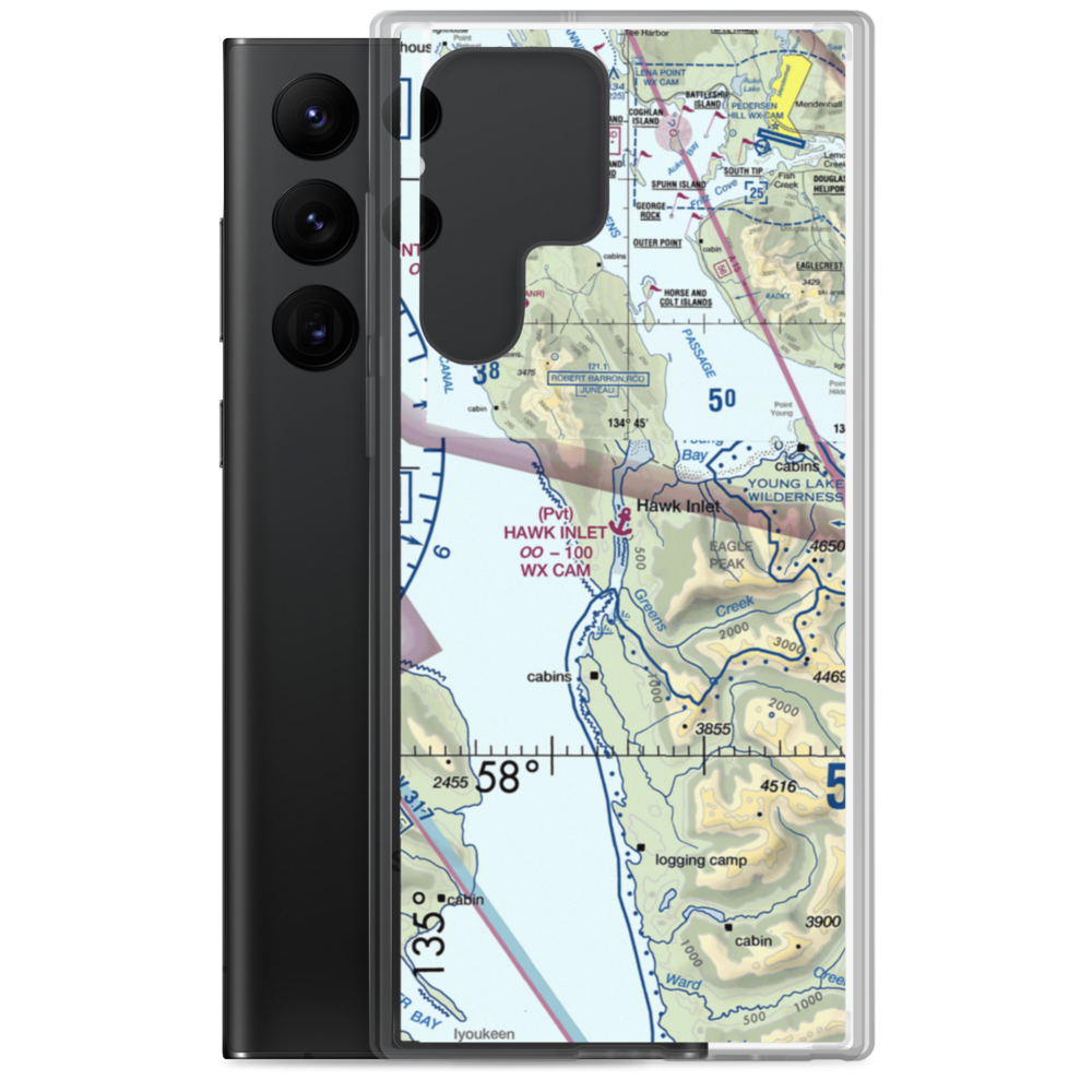 Hawk Inlet Seaplane Base (HWI) VFR Sectional Samsung Case Samsung Galaxy S22 Ultra model shown