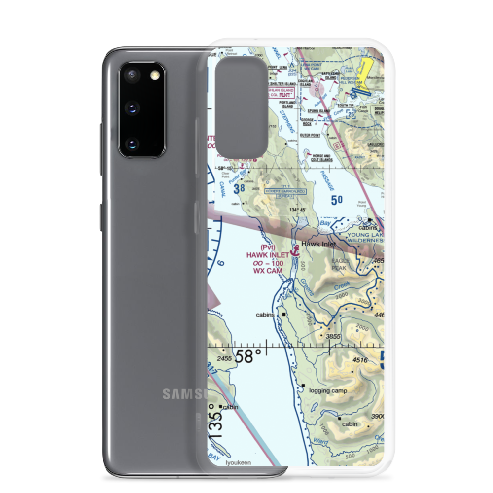 Hawk Inlet Seaplane Base (HWI) VFR Sectional Samsung Case Samsung Galaxy S20 model shown