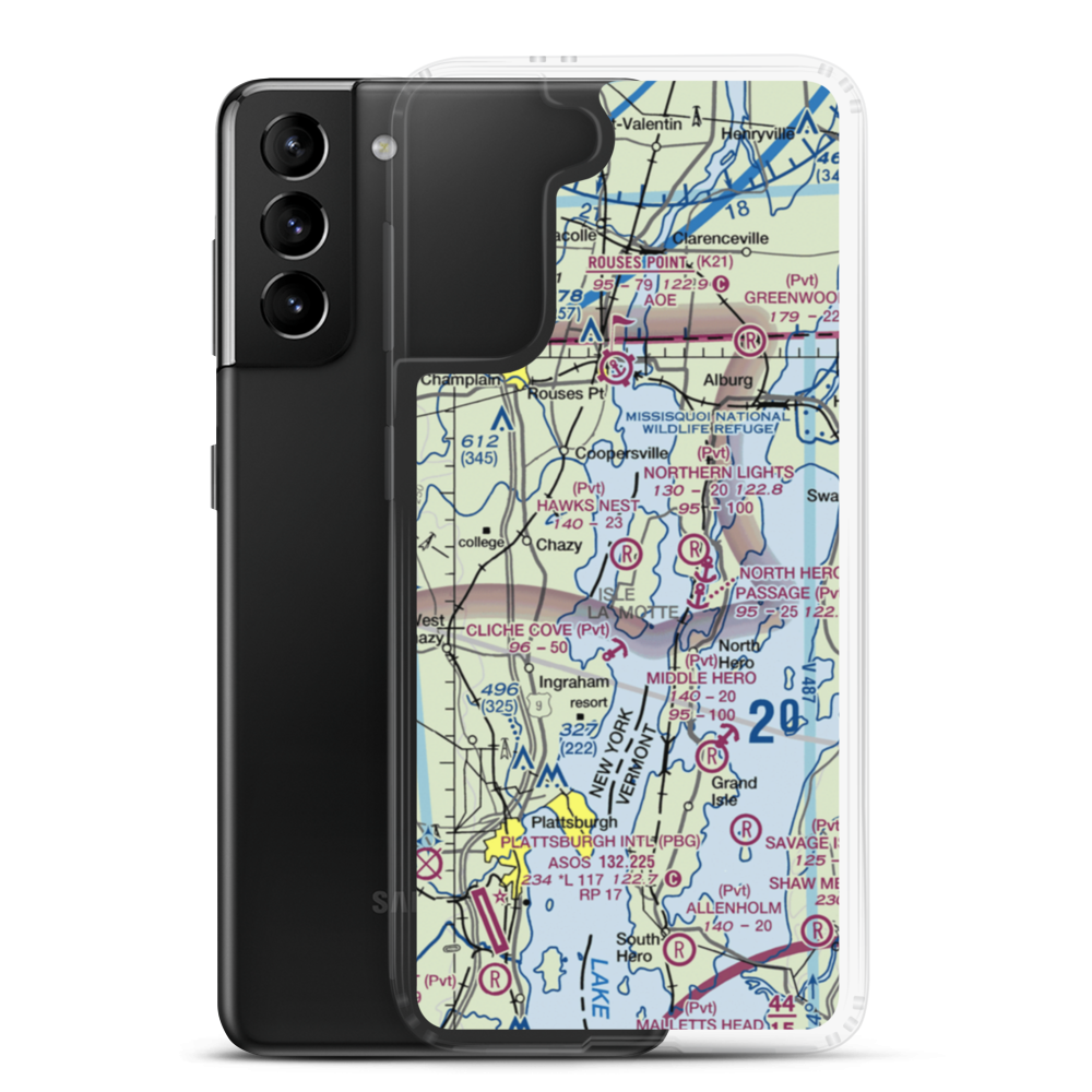 Hawk's Nest Airport (88VT) VFR Sectional Samsung Case Samsung Galaxy S21 Plus model shown