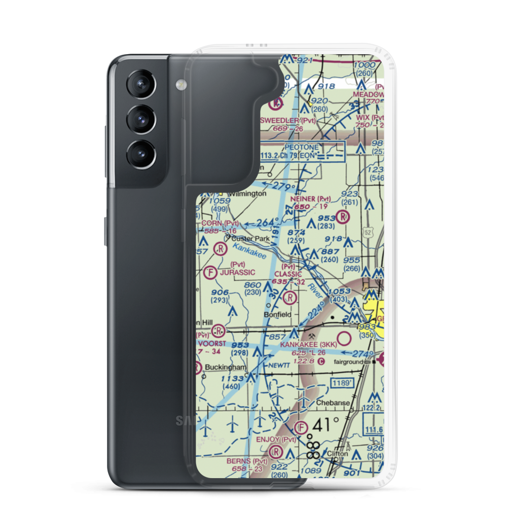 Hawker Airport (12IL) VFR Sectional Samsung Case Samsung Galaxy S21 model shown