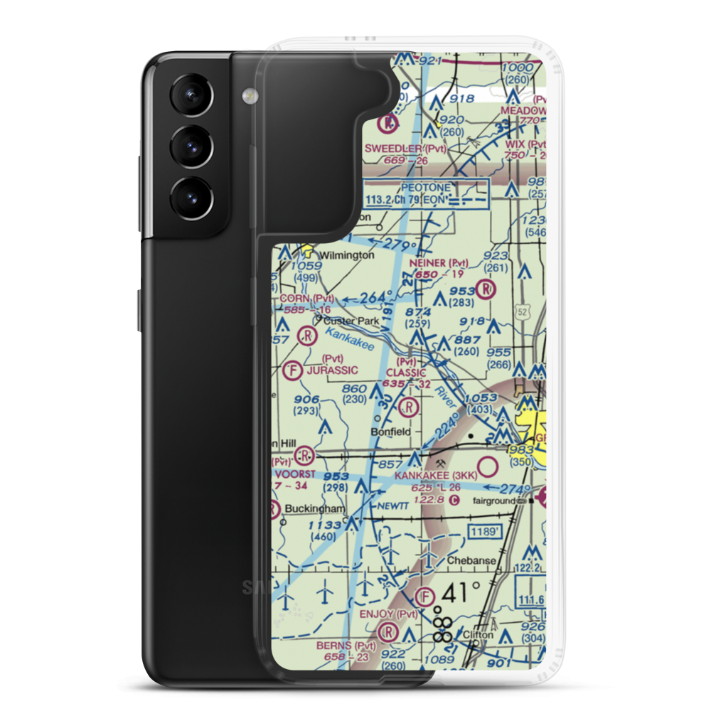 Hawker Airport (12IL) VFR Sectional Samsung Case Samsung Galaxy S21 Plus model shown