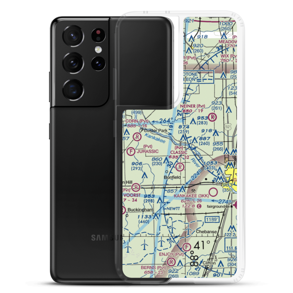 Hawker Airport (12IL) VFR Sectional Samsung Case Samsung Galaxy S21 Ultra model shown