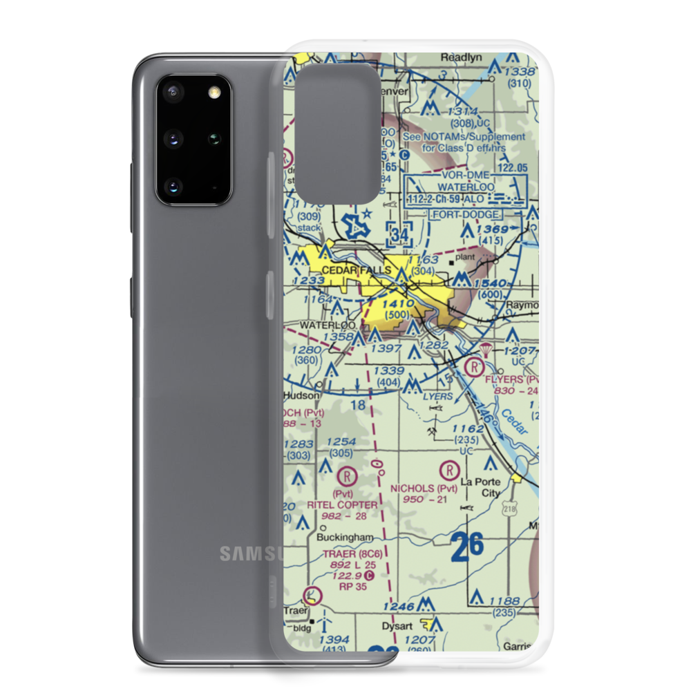 Hawkeye Airport (0IA3) VFR Sectional Samsung Case Samsung Galaxy S20 Plus model shown