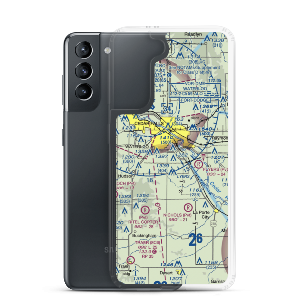 Hawkeye Airport (0IA3) VFR Sectional Samsung Case Samsung Galaxy S21 model shown