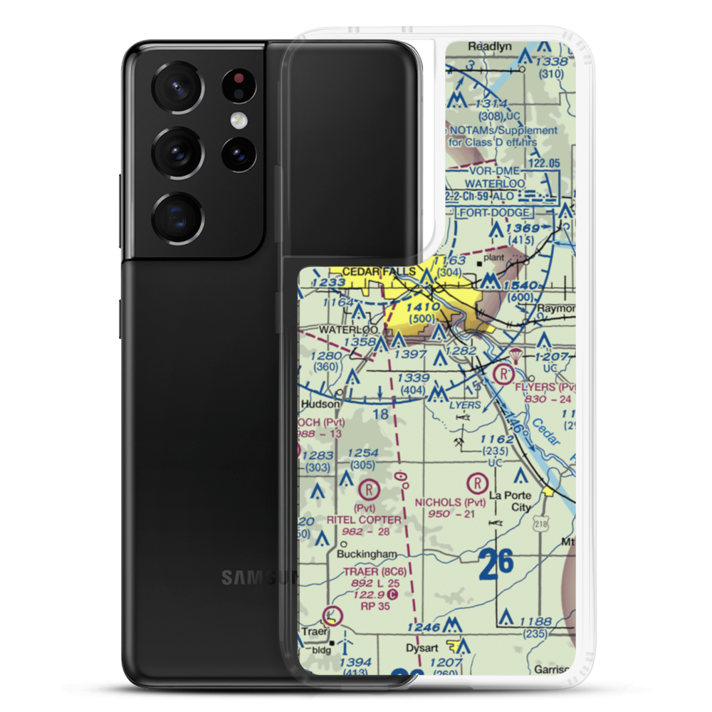 Hawkeye Airport (0IA3) VFR Sectional Samsung Case Samsung Galaxy S21 Ultra model shown