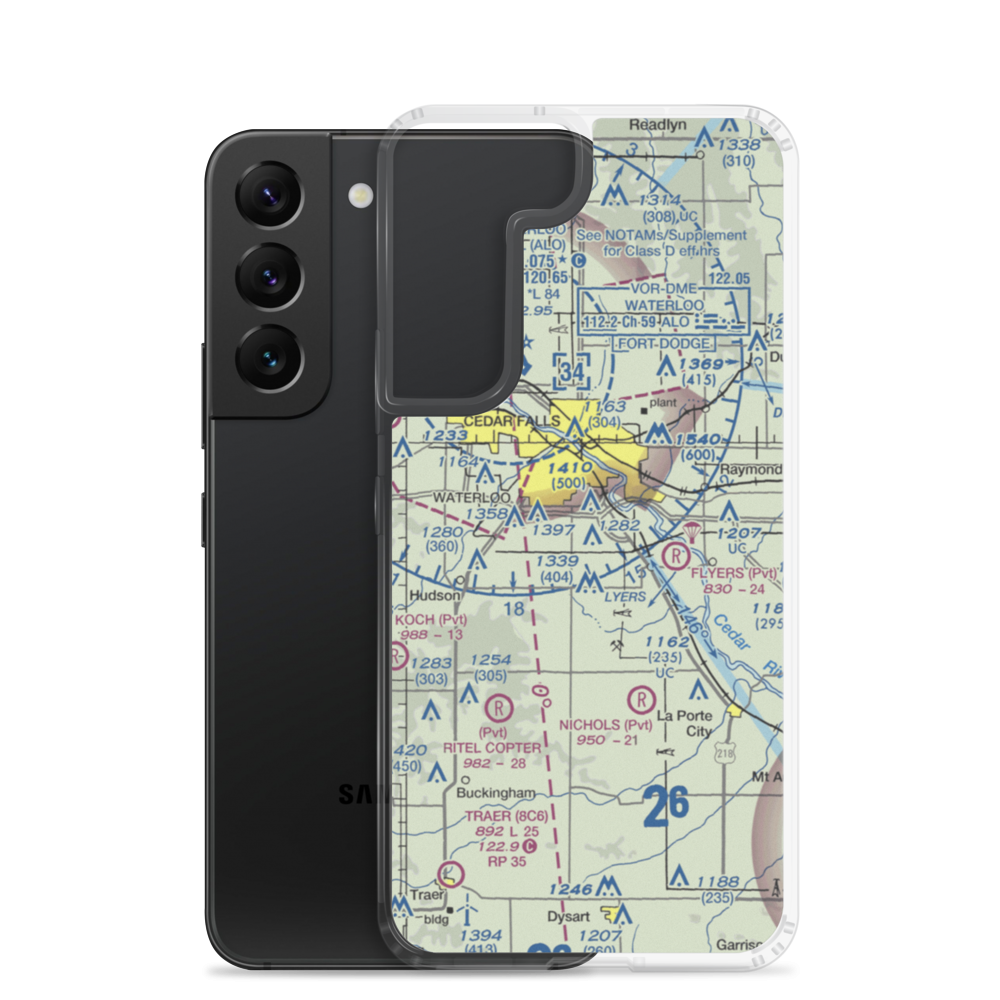 Hawkeye Airport (0IA3) VFR Sectional Samsung Case Samsung Galaxy S22 model shown