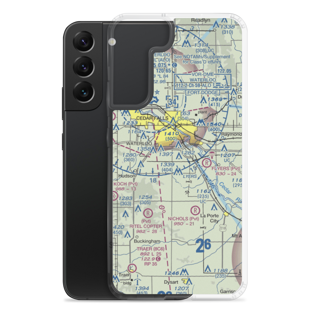 Hawkeye Airport (0IA3) VFR Sectional Samsung Case Samsung Galaxy S22 Plus model shown