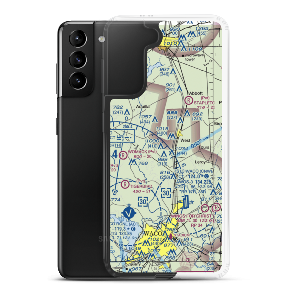 Hawkeye Hunting Club Airport (TX45) VFR Sectional Samsung Case Samsung Galaxy S21 Plus model shown