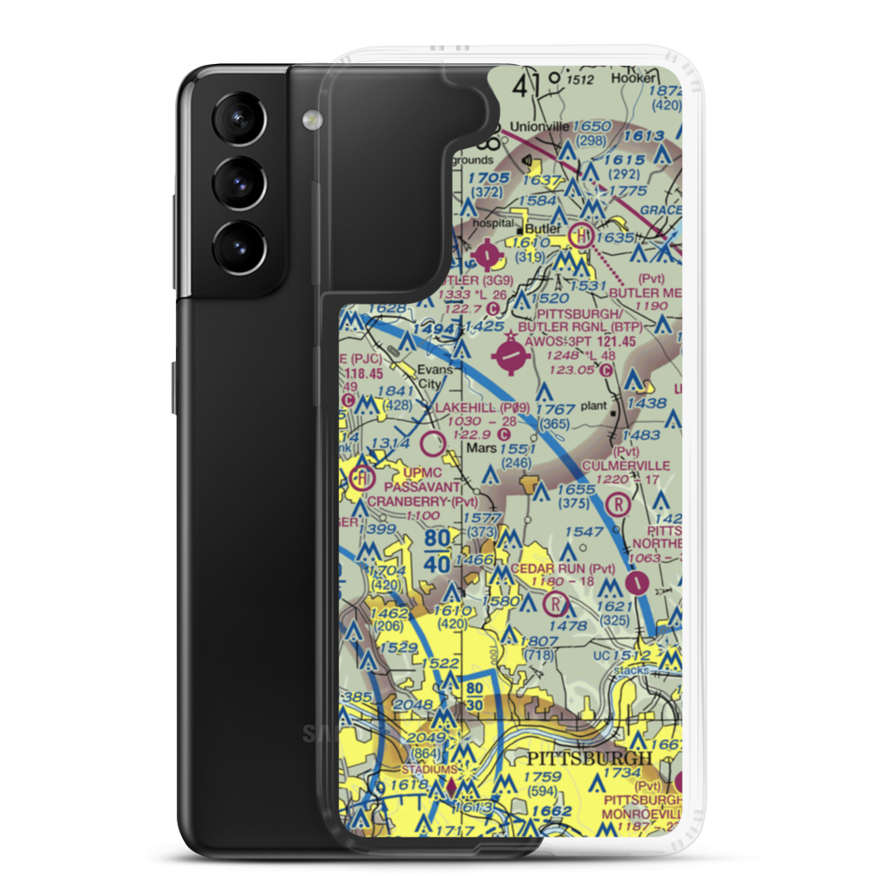 Hawkins Field (92PA) VFR Sectional Samsung Case Samsung Galaxy S21 Plus model shown