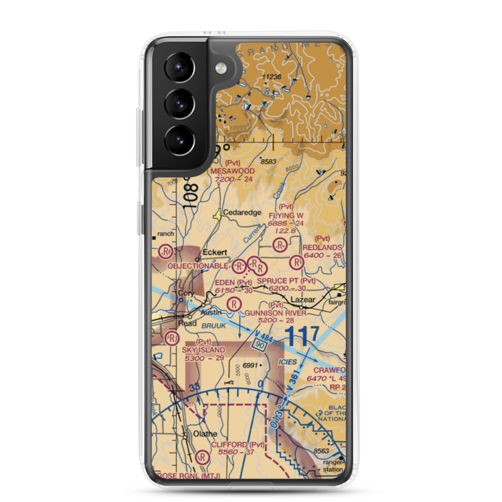 Hawkins Ranch Airport (7CO2) VFR Sectional Samsung Case Samsung Galaxy S21 Plus model shown