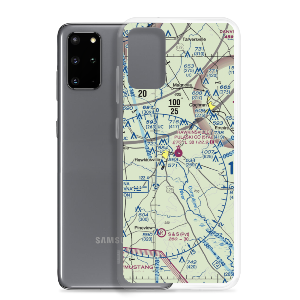 Hawkinsville Pulaski County Airport (51A) VFR Sectional Samsung Case Samsung Galaxy S20 Plus model shown