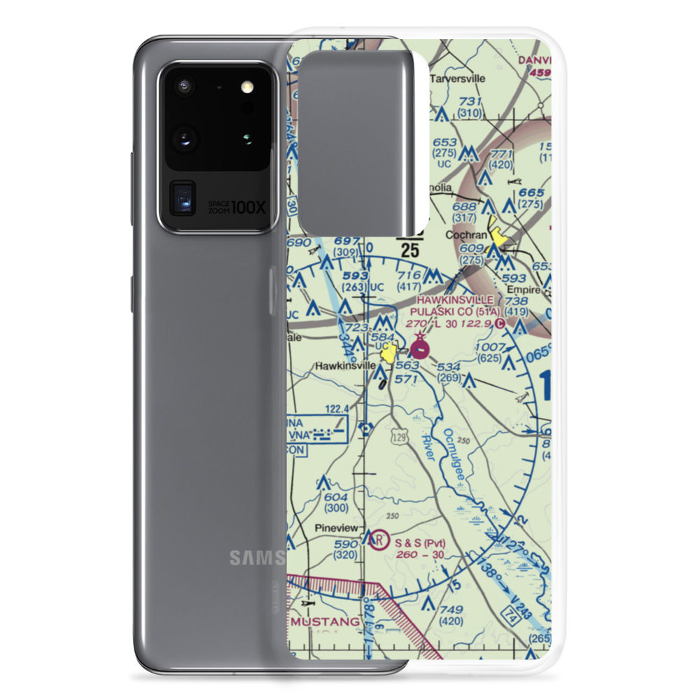 Hawkinsville Pulaski County Airport (51A) VFR Sectional Samsung Case Samsung Galaxy S20 Ultra model shown