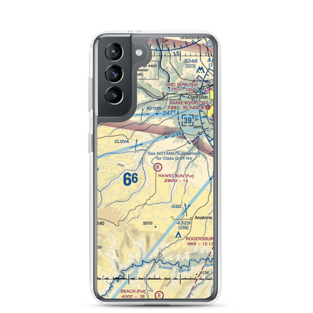 Hawks Run Airport (00WN) VFR Sectional Samsung Case Samsung Galaxy S21 model shown