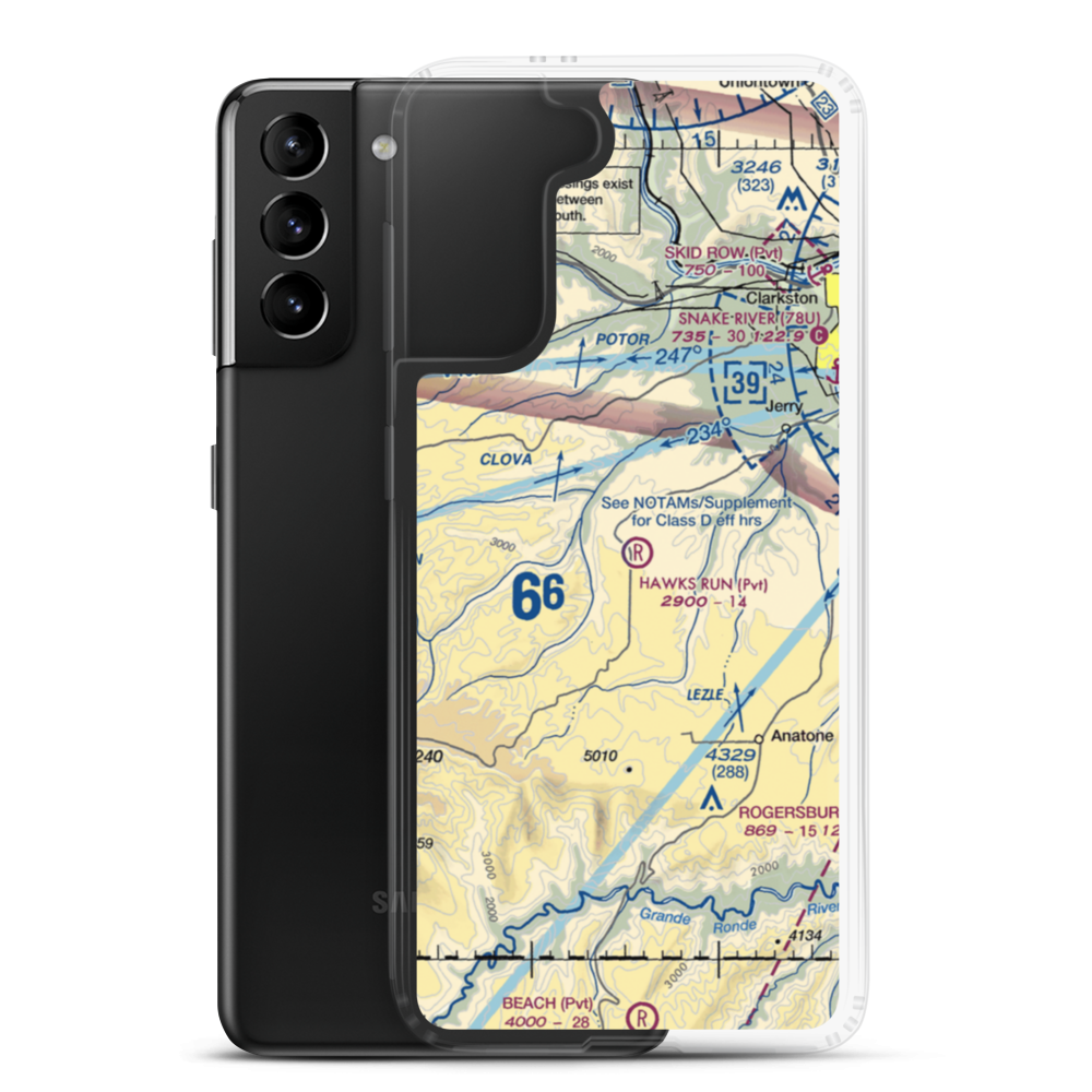 Hawks Run Airport (00WN) VFR Sectional Samsung Case Samsung Galaxy S21 Plus model shown