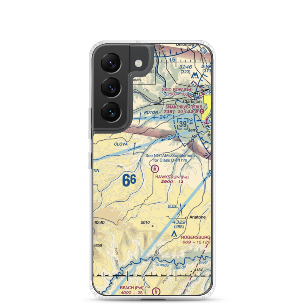 Hawks Run Airport (00WN) VFR Sectional Samsung Case Samsung Galaxy S22 model shown