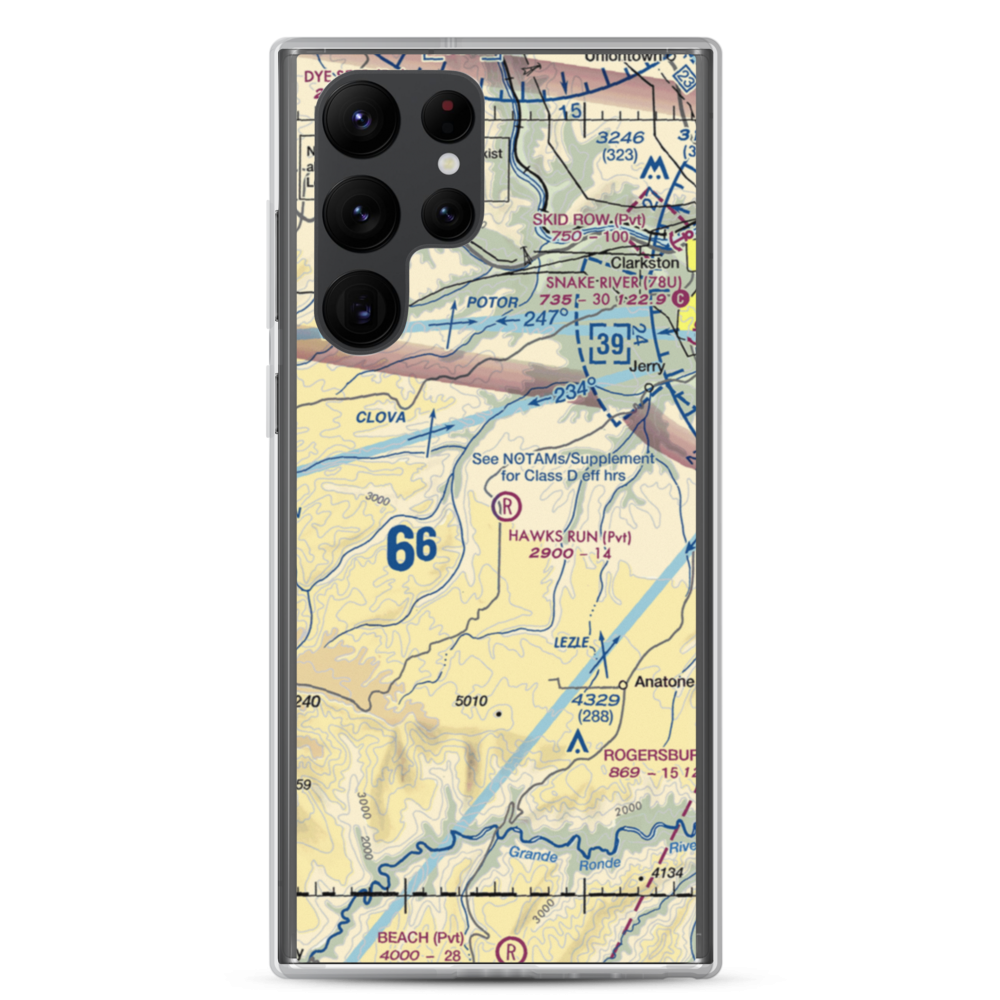 Hawks Run Airport (00WN) VFR Sectional Samsung Case Samsung Galaxy S22 Ultra model shown