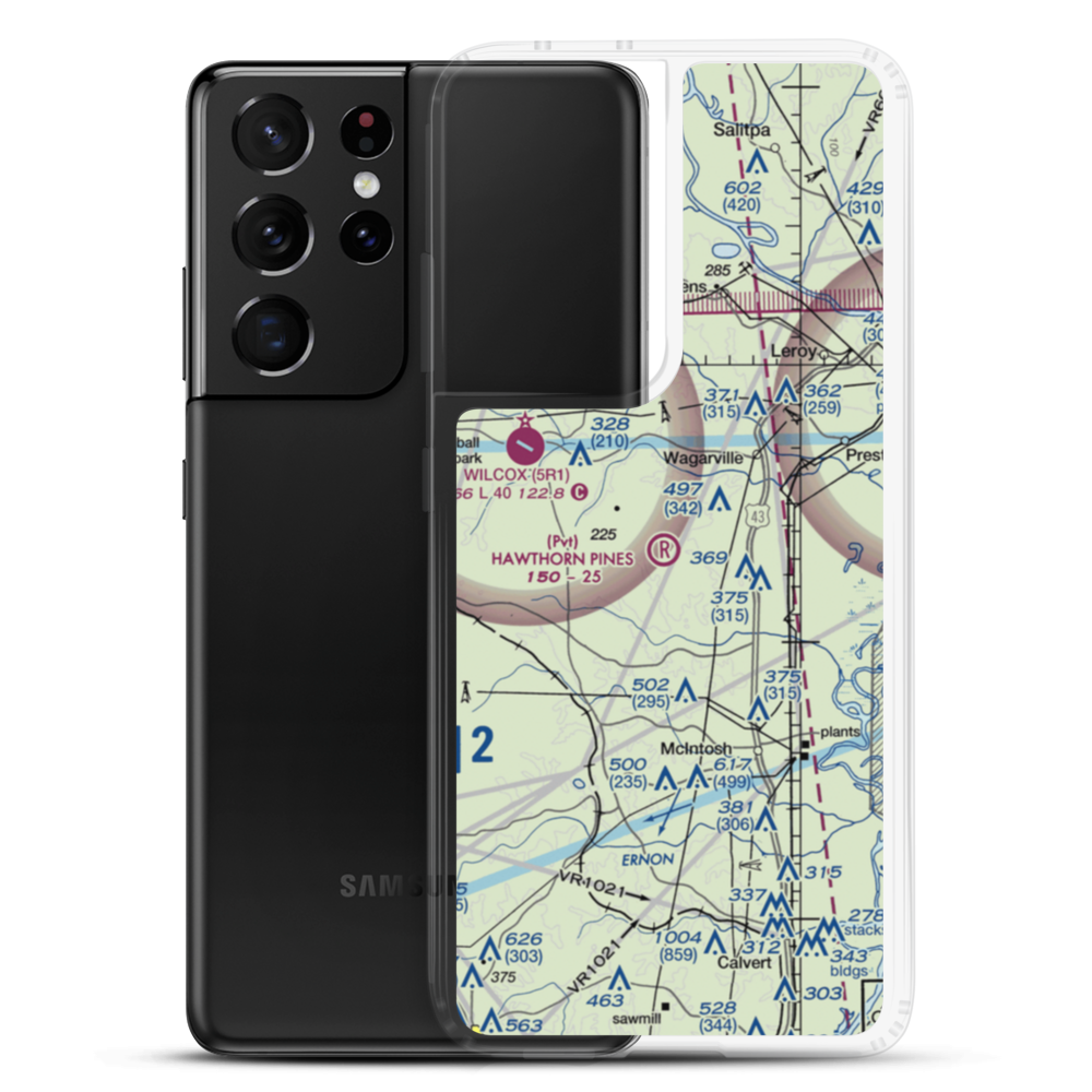 Hawthorn Pines Airport (6AL6) VFR Sectional Samsung Case Samsung Galaxy S21 Ultra model shown