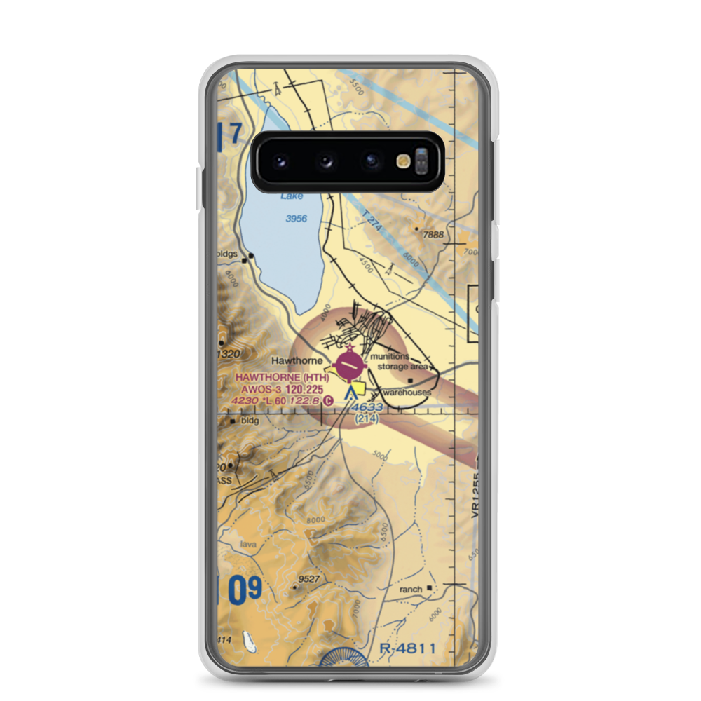 Hawthorne Industrial Airport (HTH) VFR Sectional Samsung Case Samsung Galaxy S10 model shown