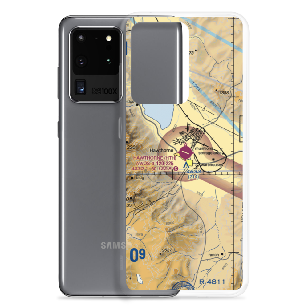 Hawthorne Industrial Airport (HTH) VFR Sectional Samsung Case Samsung Galaxy S20 Ultra model shown