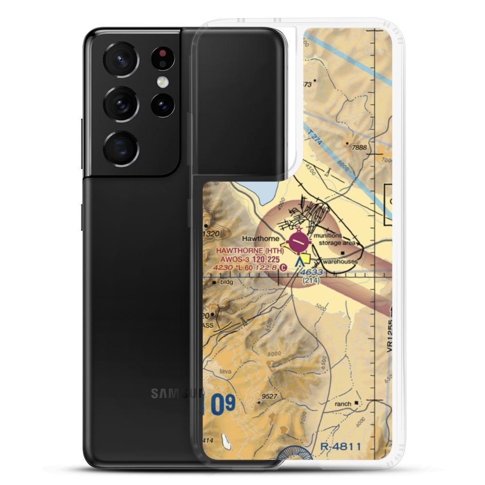 Hawthorne Industrial Airport (HTH) VFR Sectional Samsung Case Samsung Galaxy S21 Ultra model shown