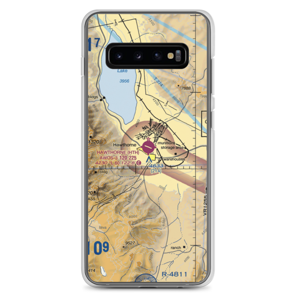 Hawthorne Industrial Airport (HTH) VFR Sectional Samsung Case Samsung Galaxy S10+ model shown