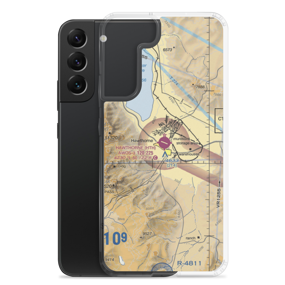 Hawthorne Industrial Airport (HTH) VFR Sectional Samsung Case Samsung Galaxy S22 Plus model shown