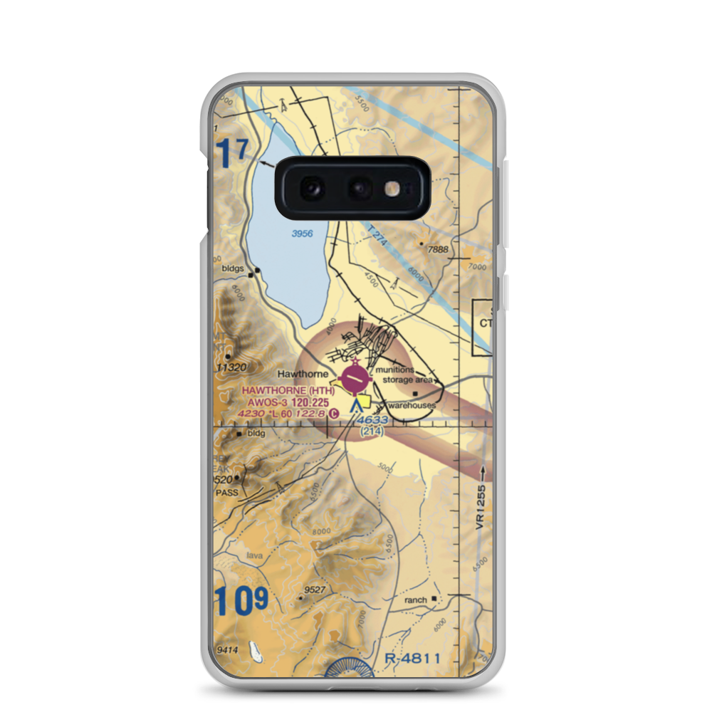Hawthorne Industrial Airport (HTH) VFR Sectional Samsung Case Samsung Galaxy S10e model shown